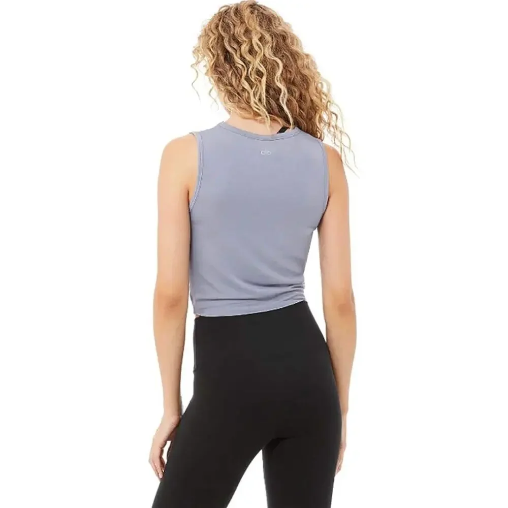 NWT Alo Yoga Cover Tank Blue Moon Crop Gym Workout Sports Athleisure Size XS